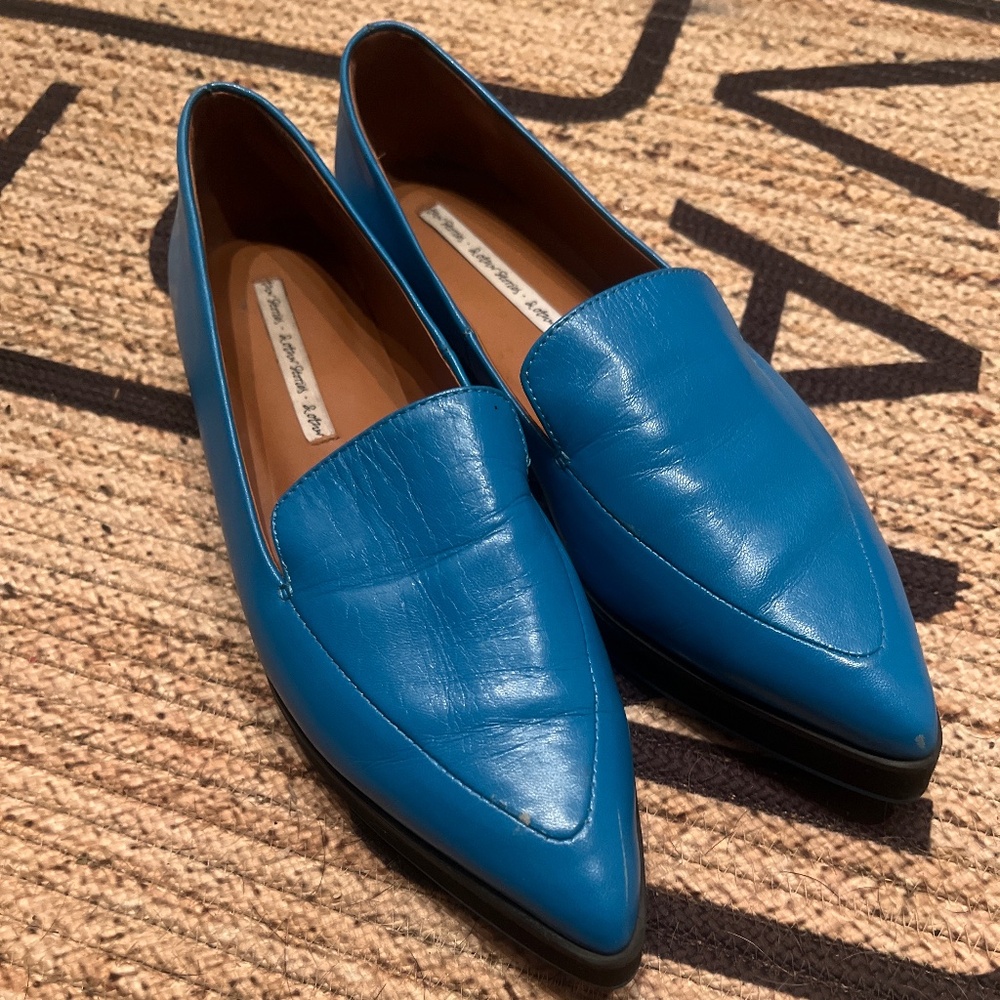 Bright blue slip on pointed loafers-and other stories size 38